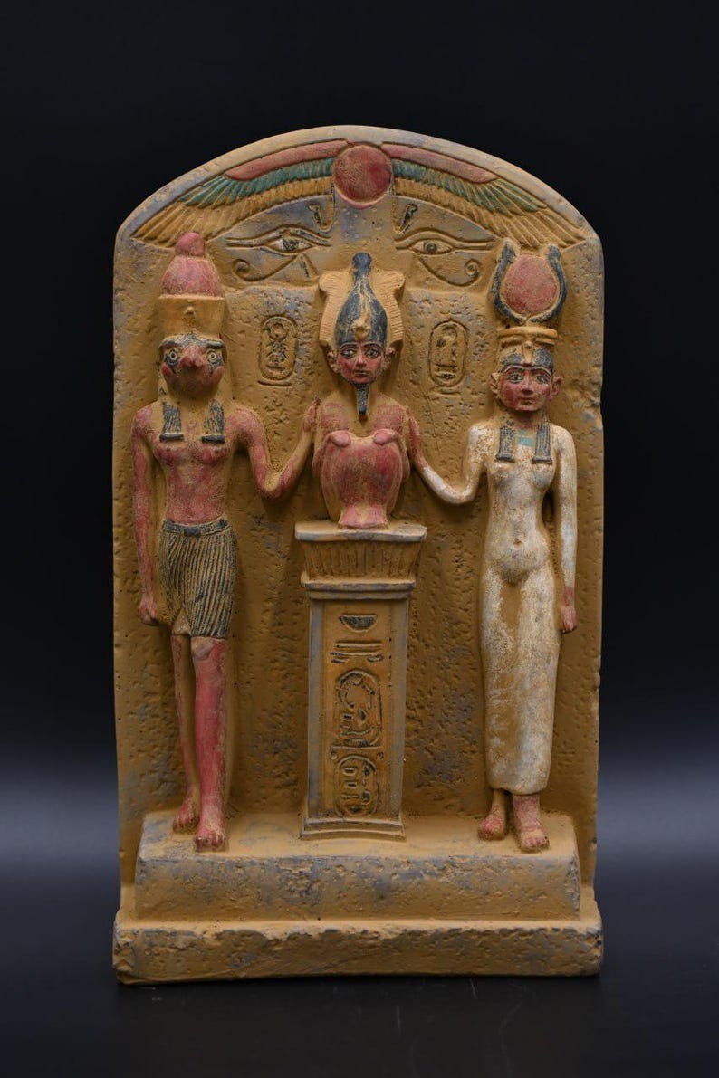Ancient Egyptian Triad Statue of Osiris, Isis & Horus Sacred Family of Power BC