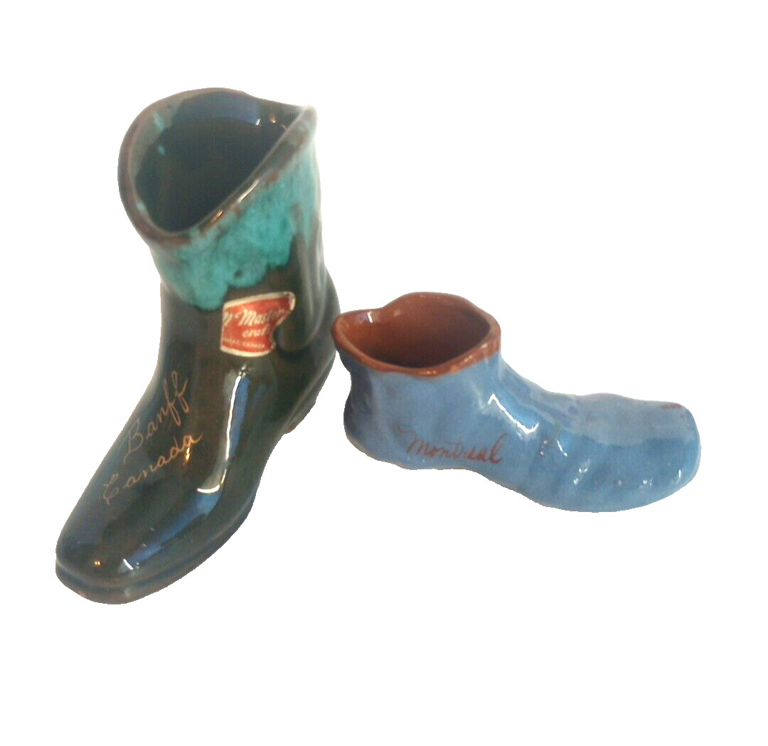 Vintage McMaster Craft Banff Canada Boot & Blue Rustic Shoe Montreal Souvenirs