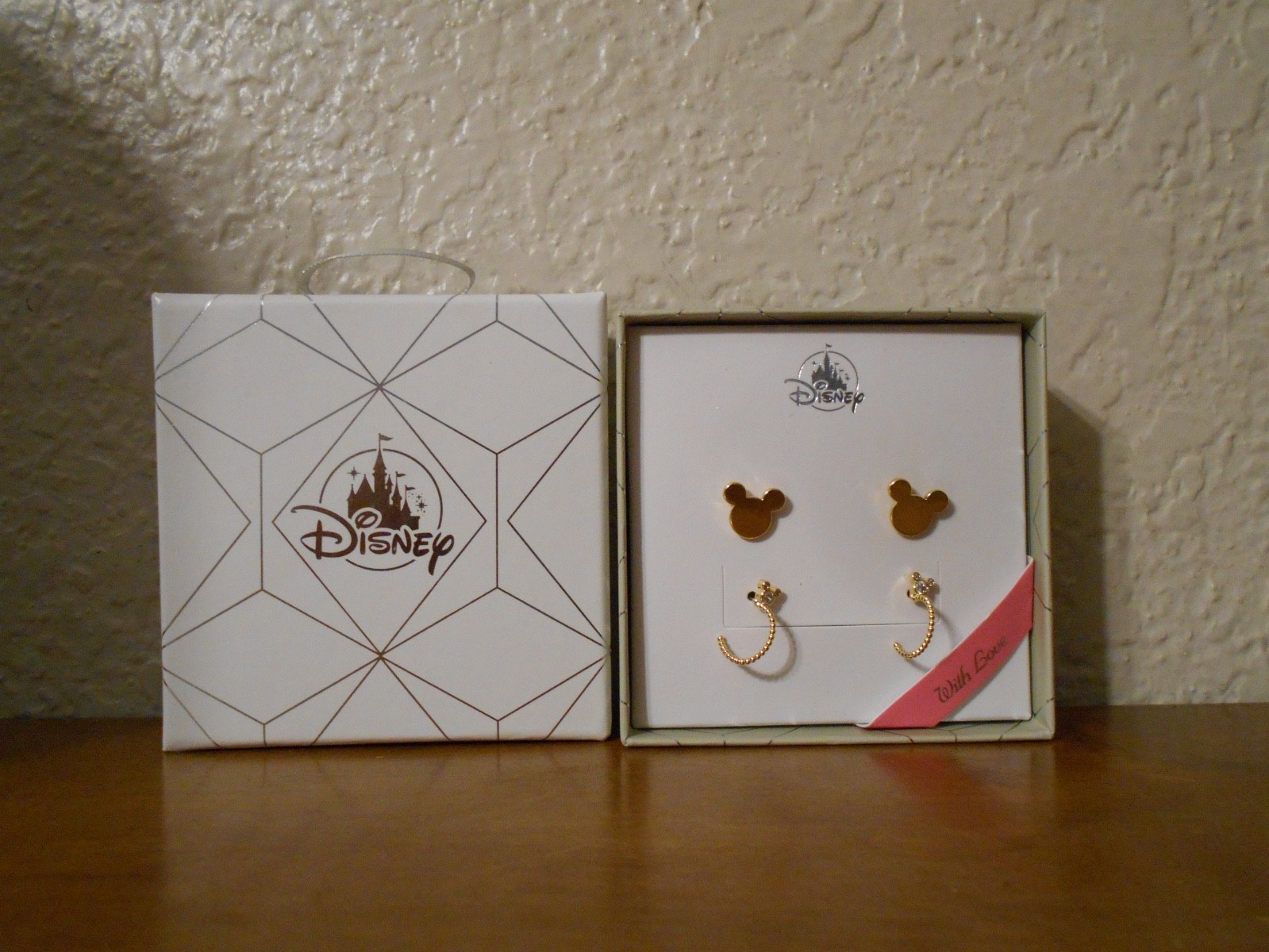 Disney Parks Mickey Mouse Double CZ Goldtone Earrings Set