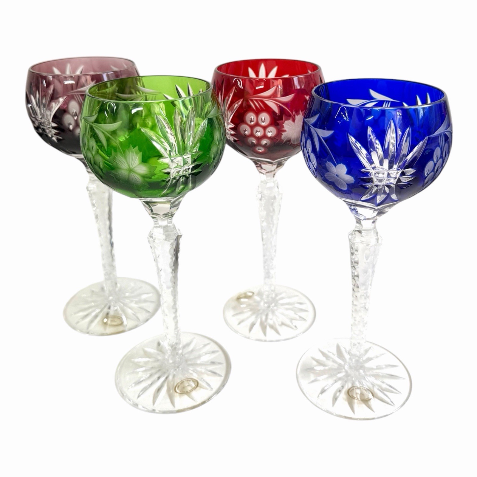 Vintage NEW W/TAG 4 Nachtman Traube Crystal Cut to Clear Hock Wine Goblets 8.25