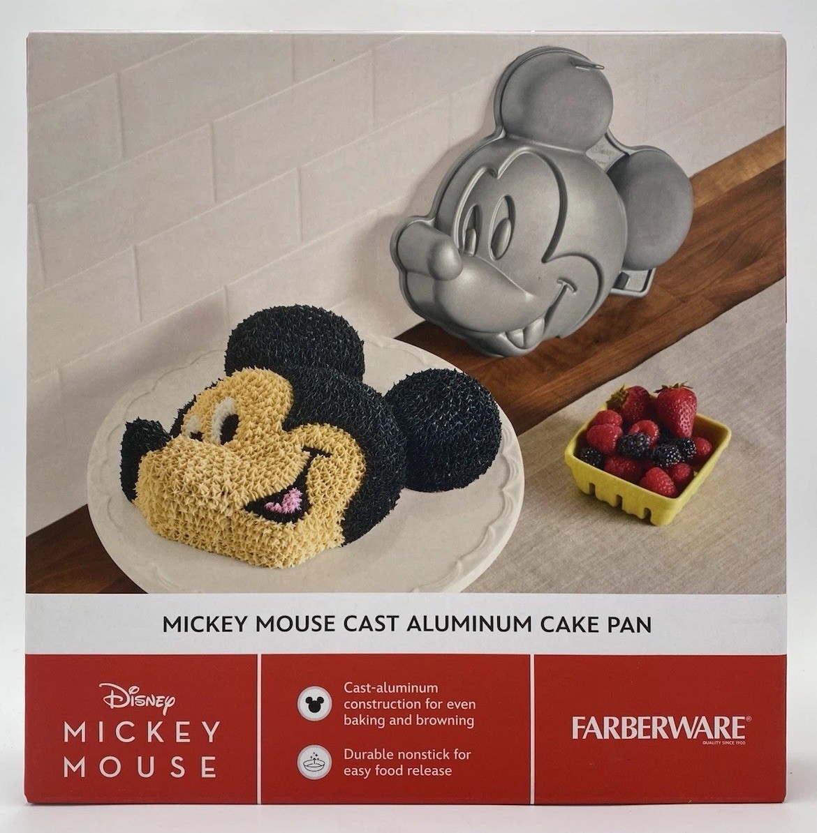 NEW Farberware Disney MICKEY MOUSE Cast Aluminum Cake Pan Non-Stick Mold SEALED.