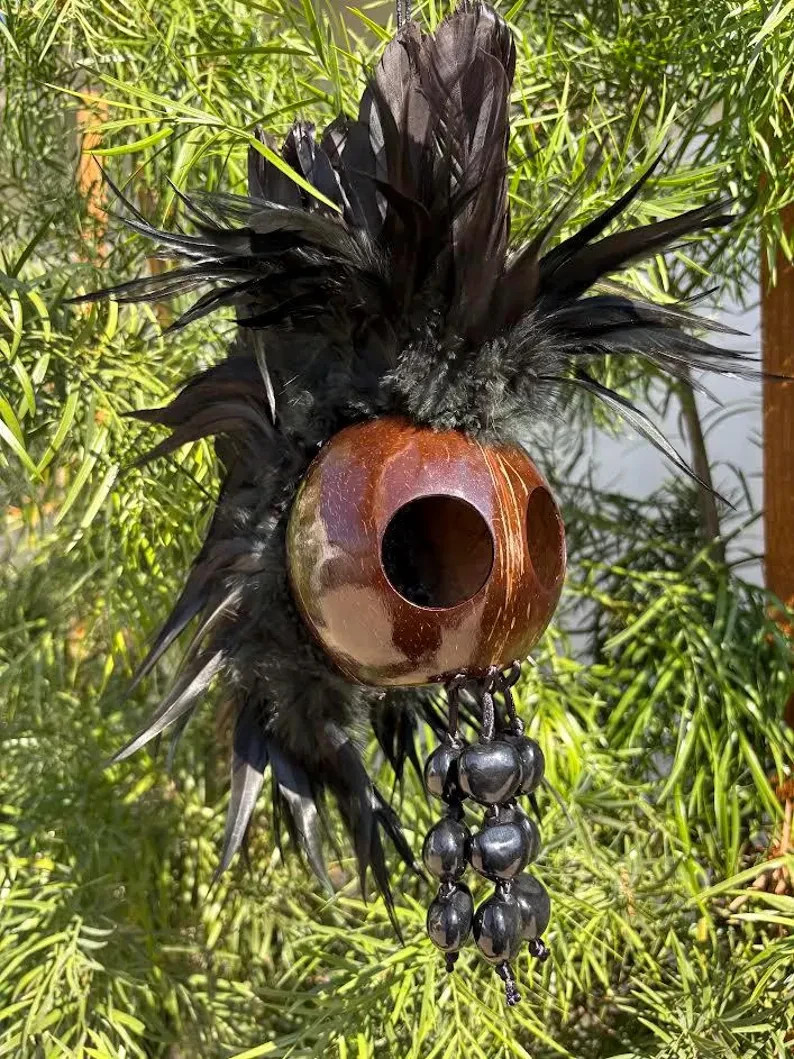 Premium Large Kamani Ikaika Black Hawaiian Warrior Helmet Home Decor Hanging