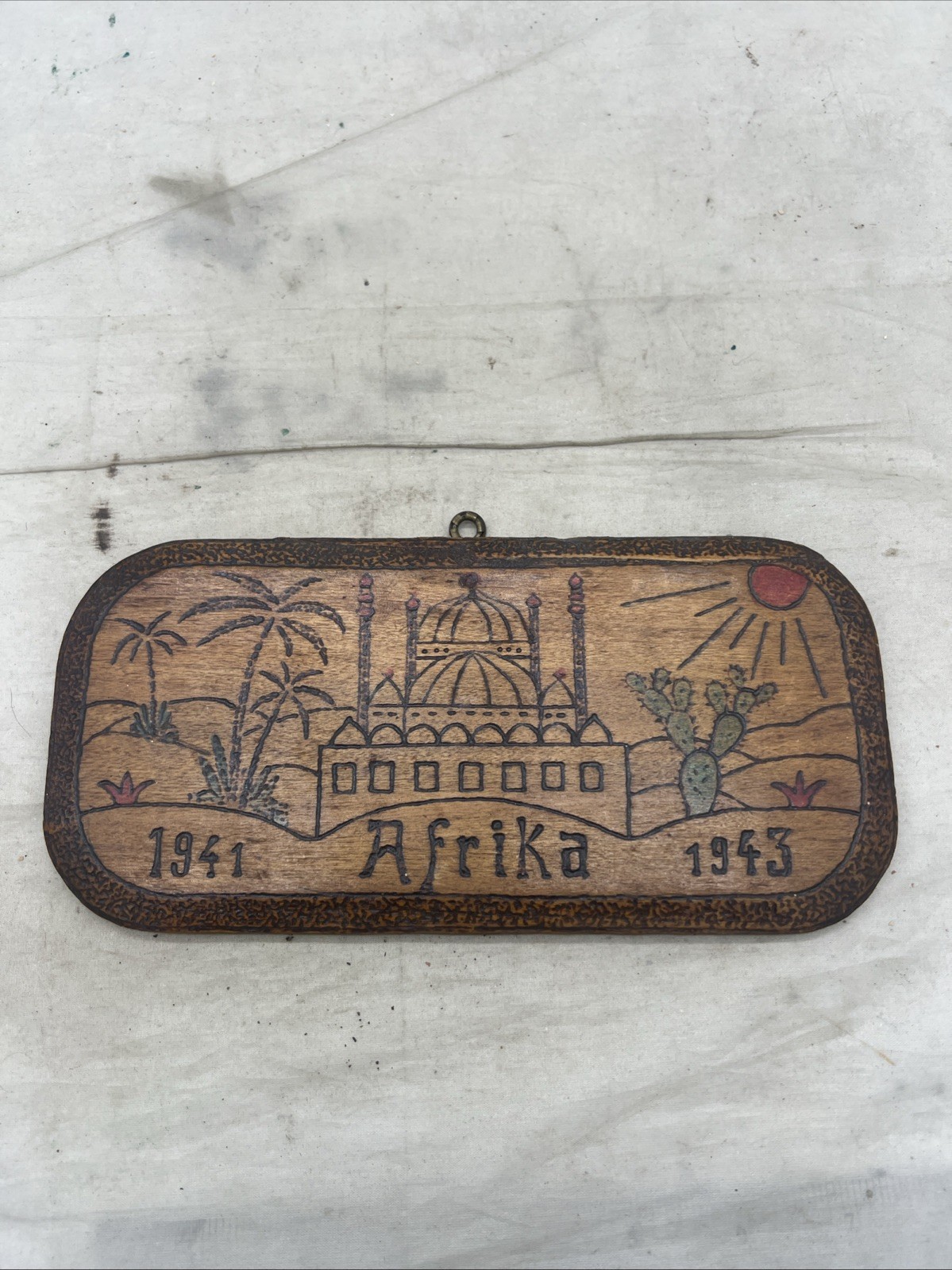 WW2 US Prisoner Of War POW Africa Souvenir Carved Wood Named (JJ557
