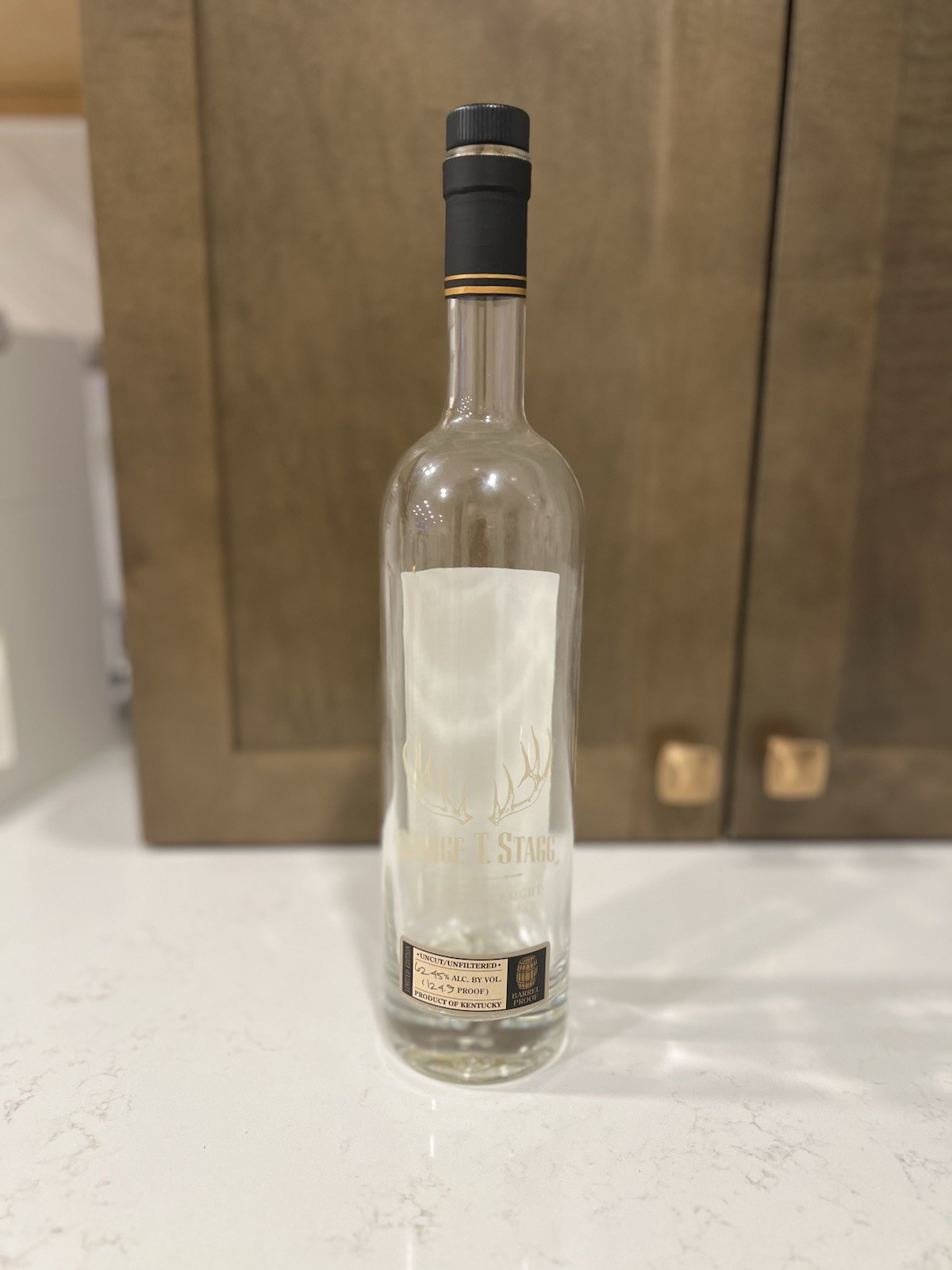 George T. Stagg Kentucky Straight Bourbon Whiskey Empty Clear Bottle 375 ml