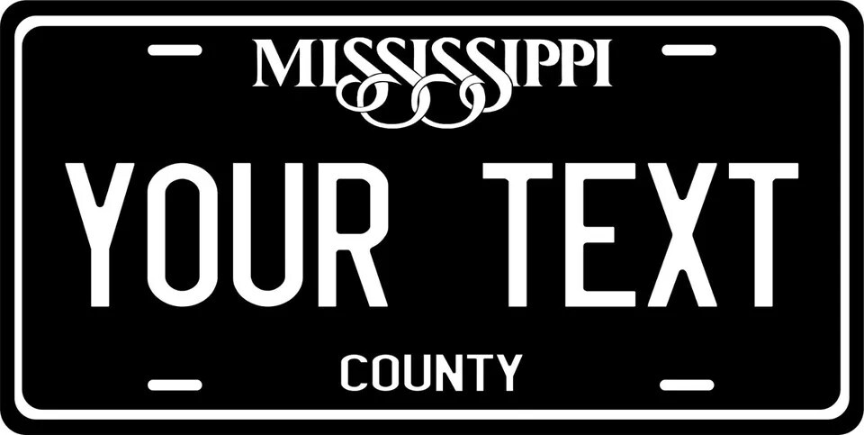 Mississippi Black Custom State License Plate Personalized 12\