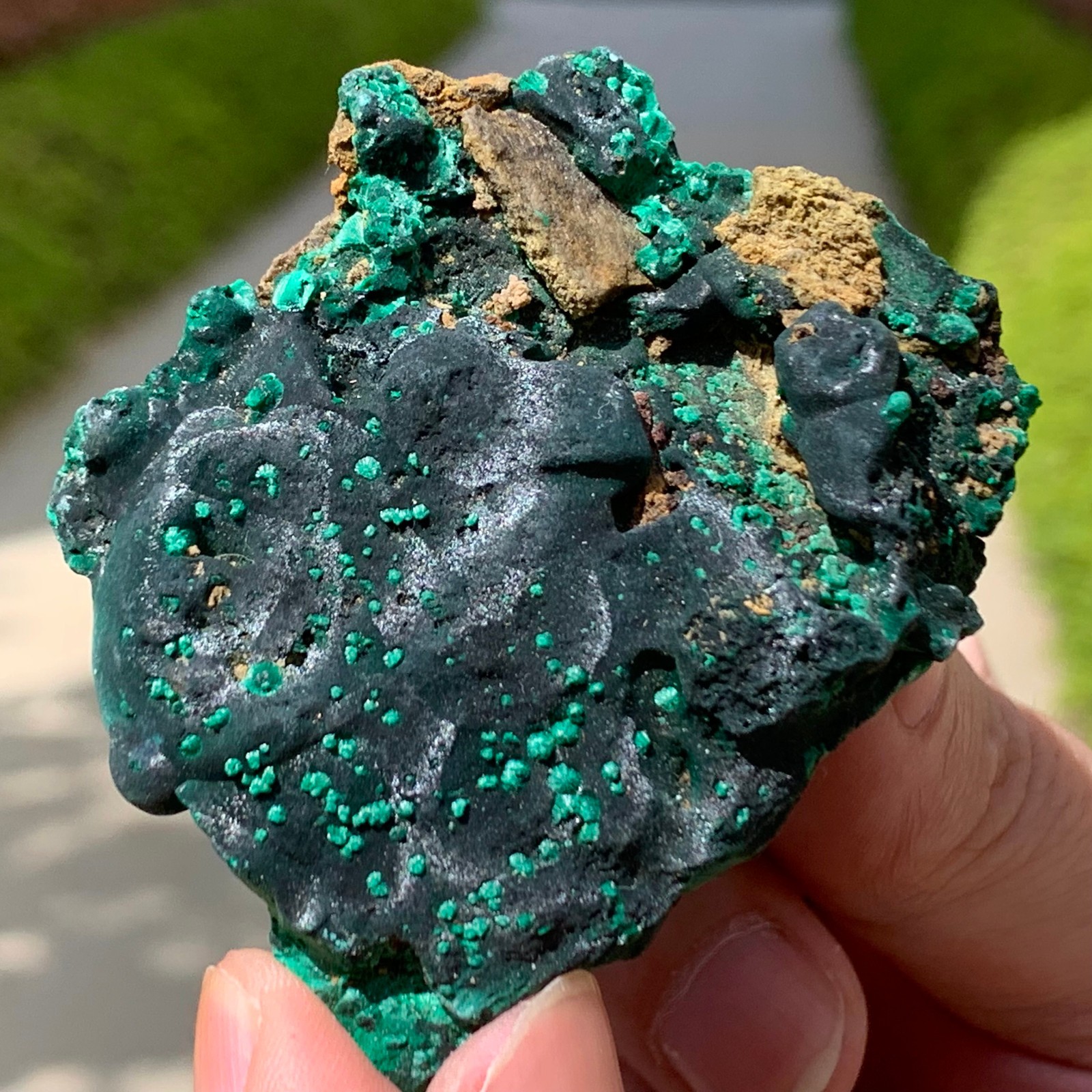 89G Natural glossy malachite cat eye transparent cluster rough mineral Sample