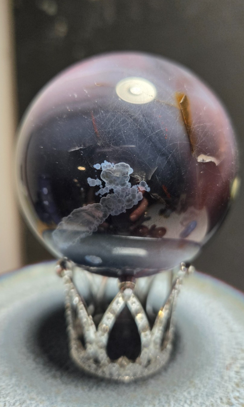 GORGEOUS Beautiful PURPLE Blue Flower Agate Sphere 2.5in P99 GORGEOUS Beautiful PURPLE Blue Flower Agate Sphere 2.5in P99