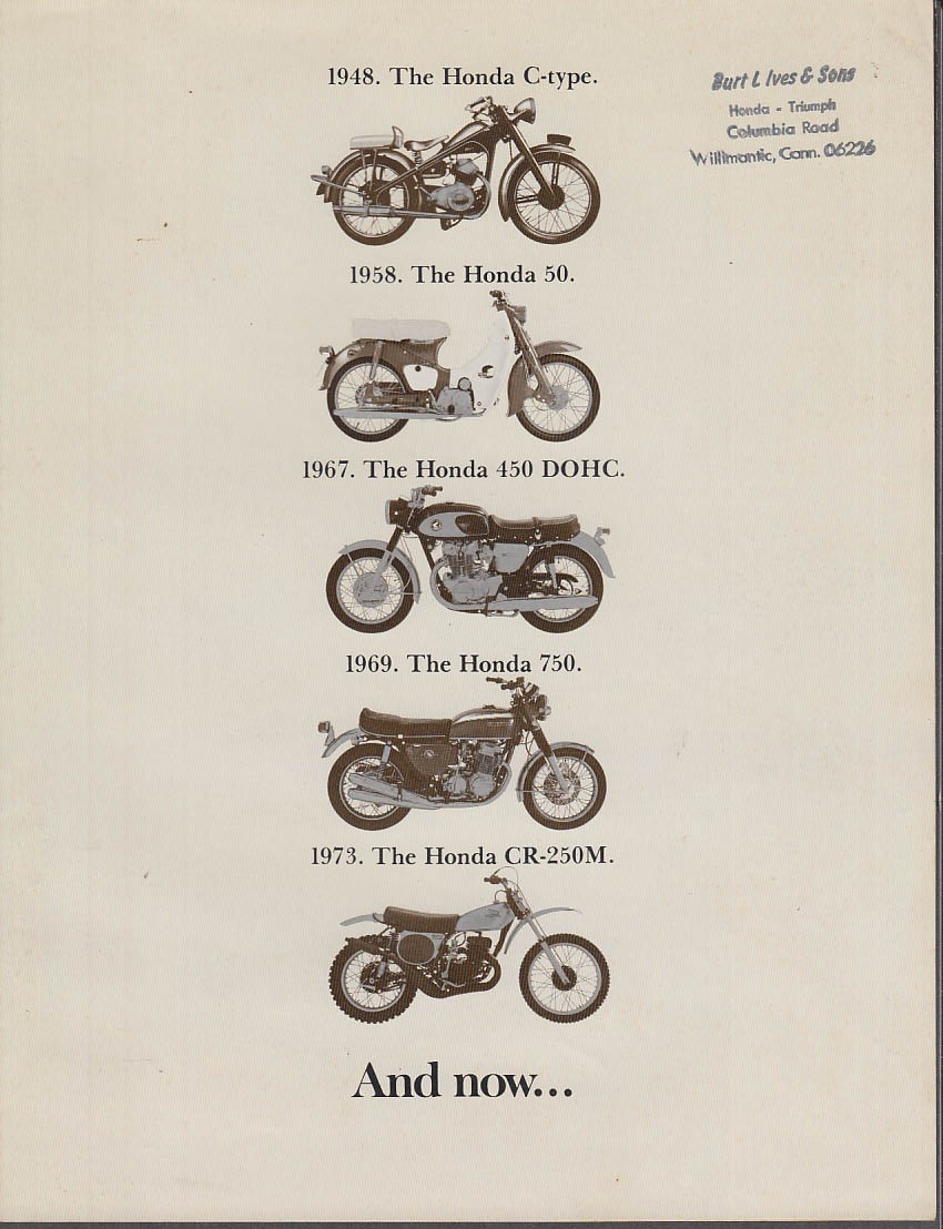 1975 Honda 100 Motorcycle sales folder
