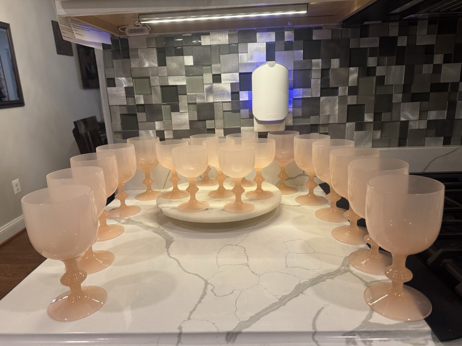 Vintage French Portieux Vallerysthal Pink Opaline Goblets Set Of 17 Or Single