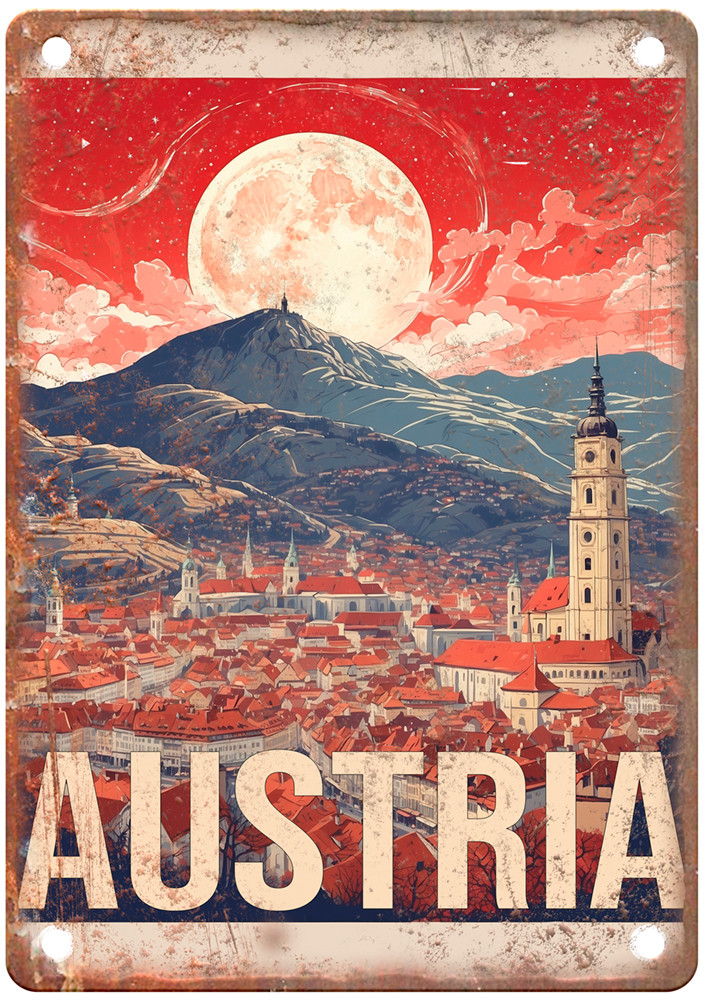 Vintage Graz Austria Retro Look Travel Poster Metal Sign T2747