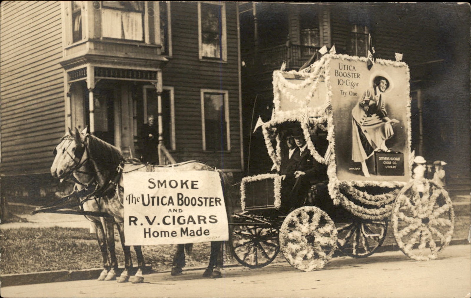 Utica NY Cigar Parade Float A++ BEST OF THE BEST RPPC c1910 Postcard bhn