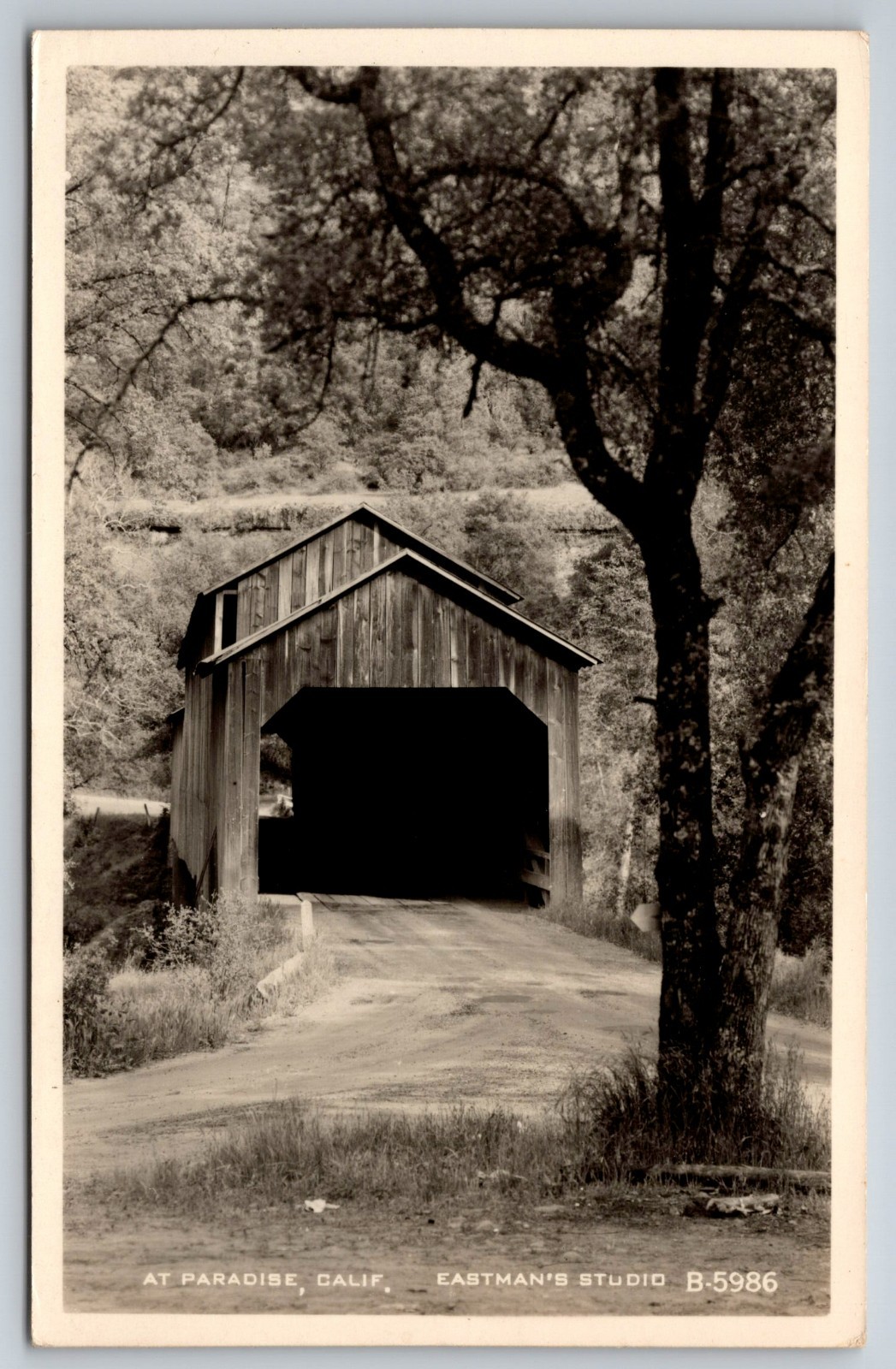 Paradise California Covered Bridge RPPC CA Vintage Photo Postcard Dirt Road Paradise California Covered Bridge RPPC CA Vintage Photo Postcard Dirt Road