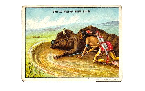 1910 T73 Buffalo Wallow-Indian Hiding #9, Indian Life in the 60\'s, Set Break, VG