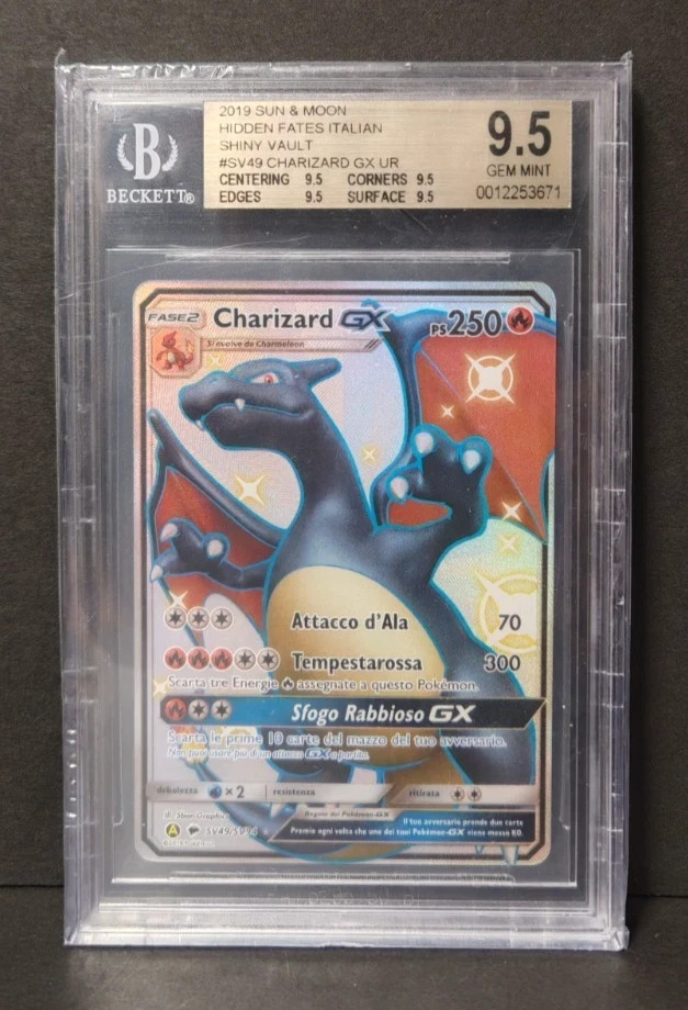 2019 Pokemon Charizard GX SV49 Hidden Fates ITA BGS 9.5 Shiny True Gem