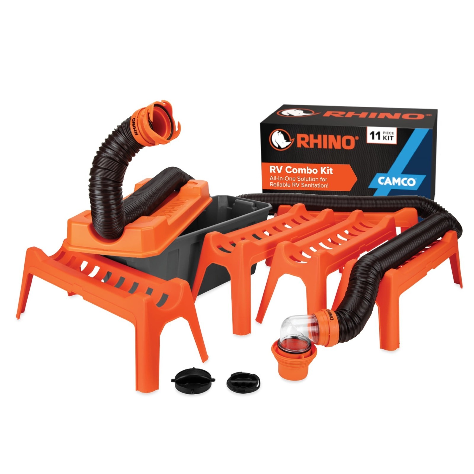 Camco Rhino 12-Piece RV Sewer Kit 20ft Hose Storage Box FREESHIP