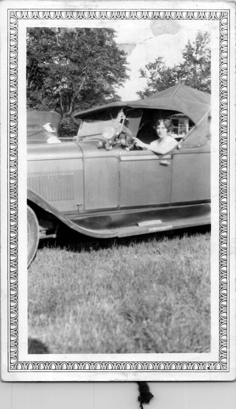 Cute Flapper Girl Defies Patriarchy by Driving Ford Model T 1920s Vintage Photo