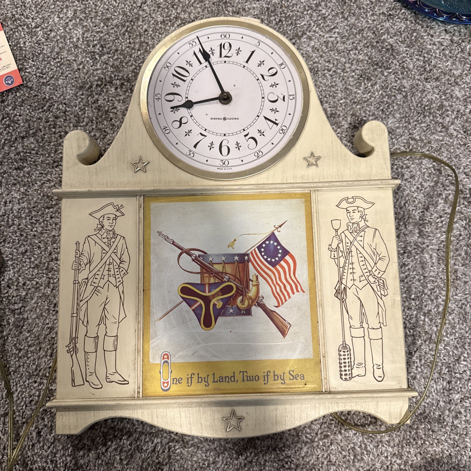General Electric One If By Land, Two If By Sea Patriotic Electric Clock