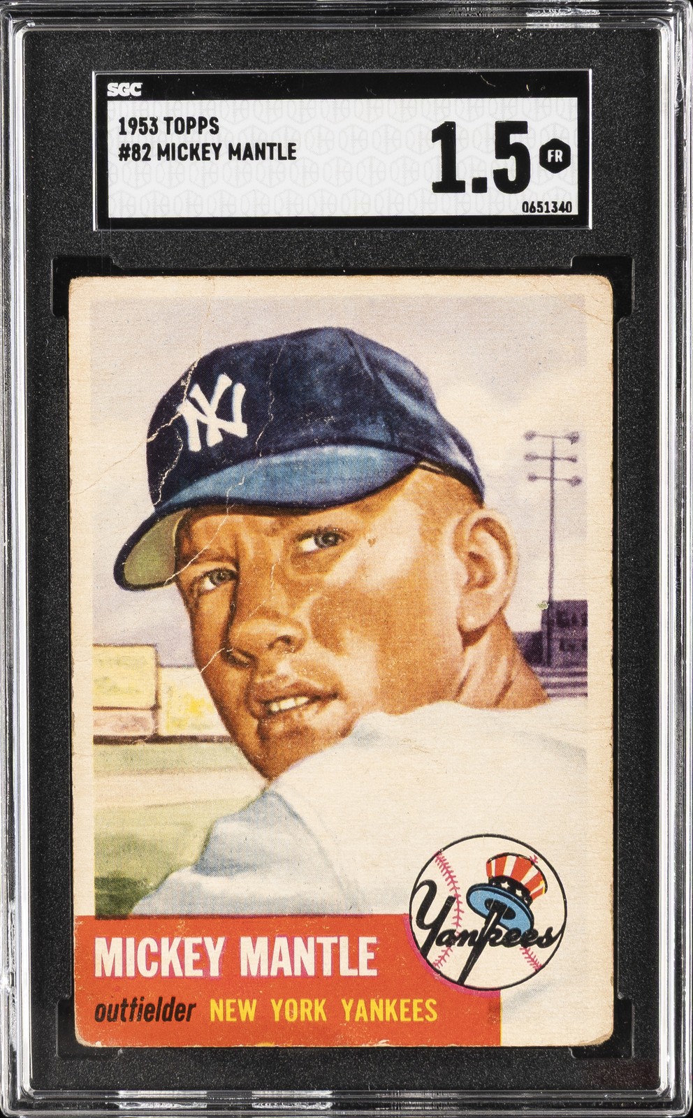 1953 TOPPS #82 MICKEY MANTLE SGC 1.5