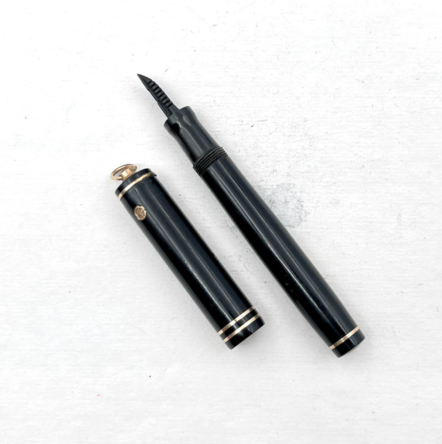 VTG Wahl Eversharp Gold Seal Lever Ring Top Fountain Pen Black (No Nib) AS IS