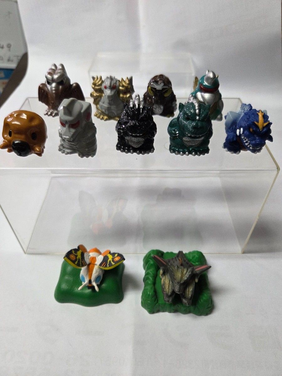 Godzilla finger puppet, Mothra & Kaiser Ghidorah