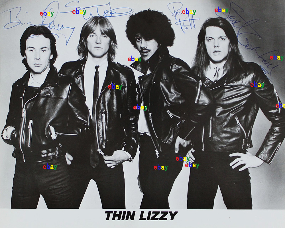 THIN LIZZY BAND SIGNED REPRINT DOWNEY WHITE LYNOTT GORHAM 8\