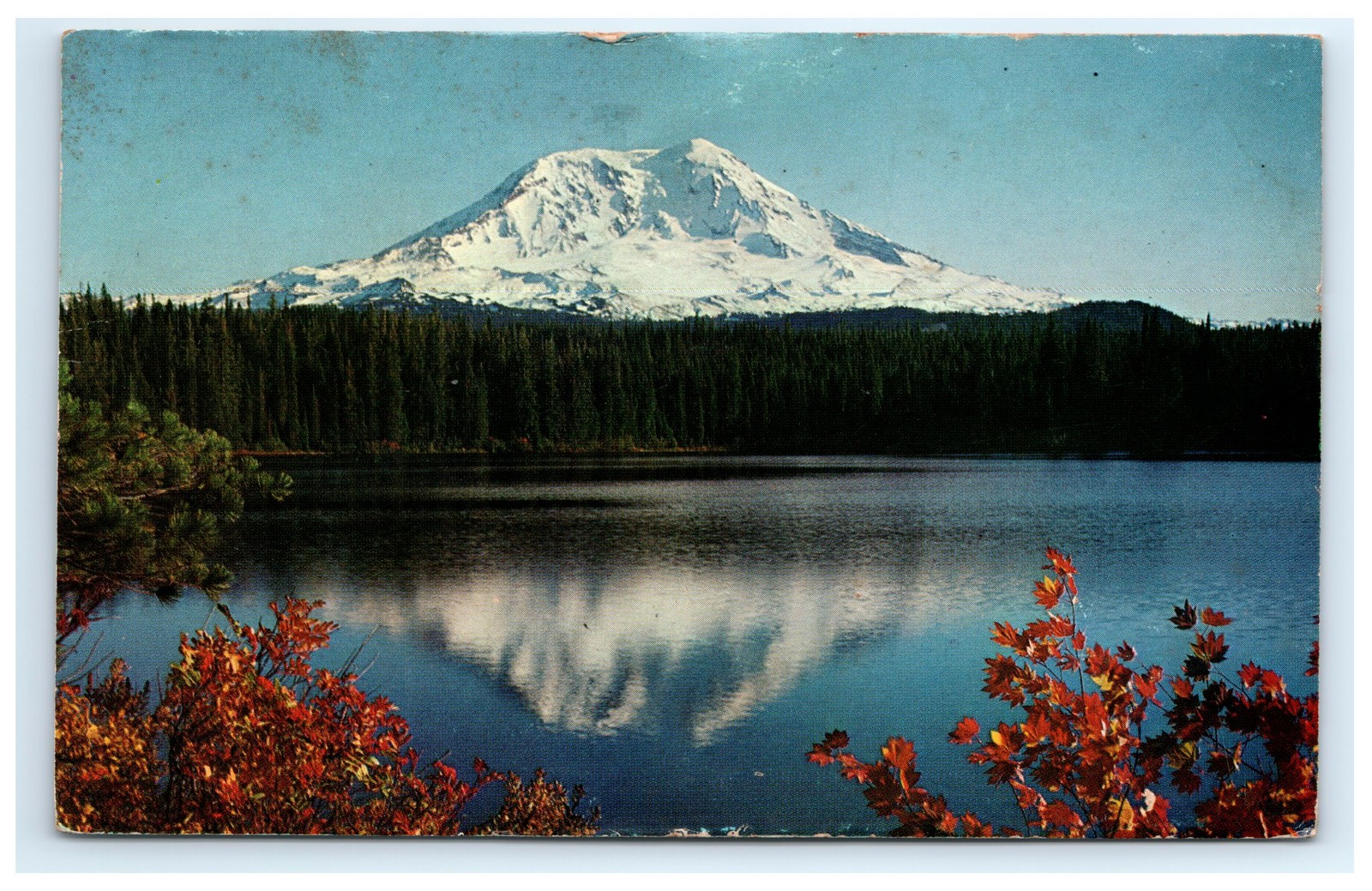Vintage Mountain Reflections Mt Rainier National Park MT Postcard