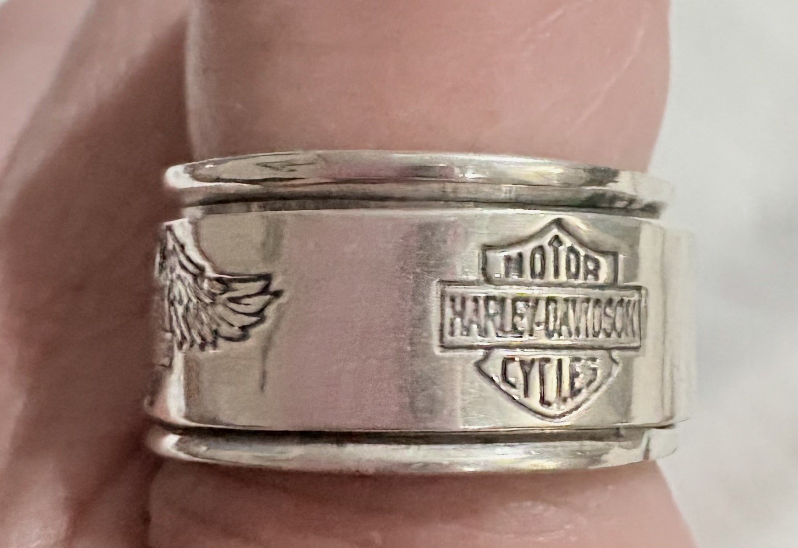 Vintage Harley Davidson Sterling Silver Spinner Ring Size 7