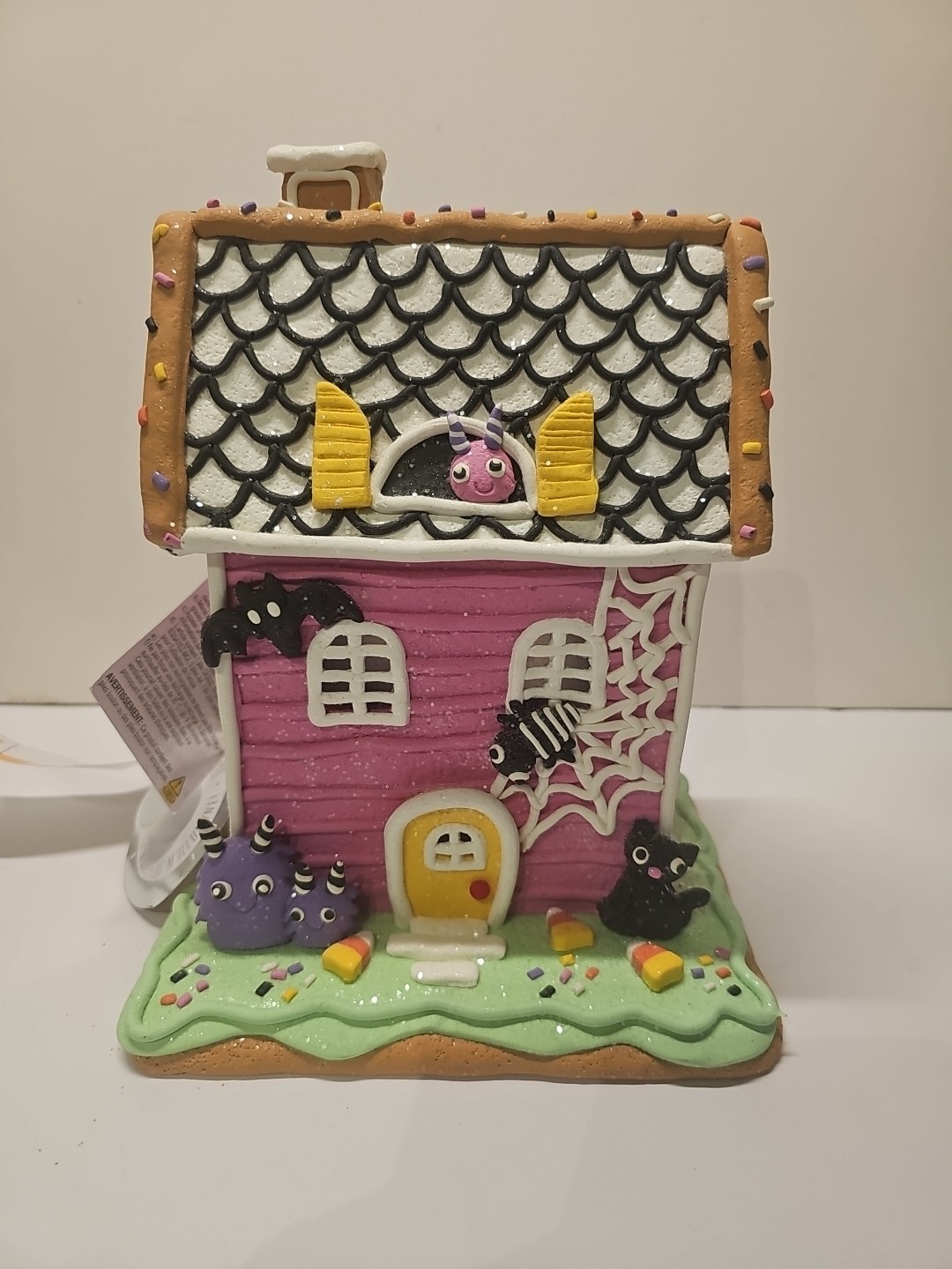 Halloween Pink Gingerbread House Ghoulish Lights up NEW