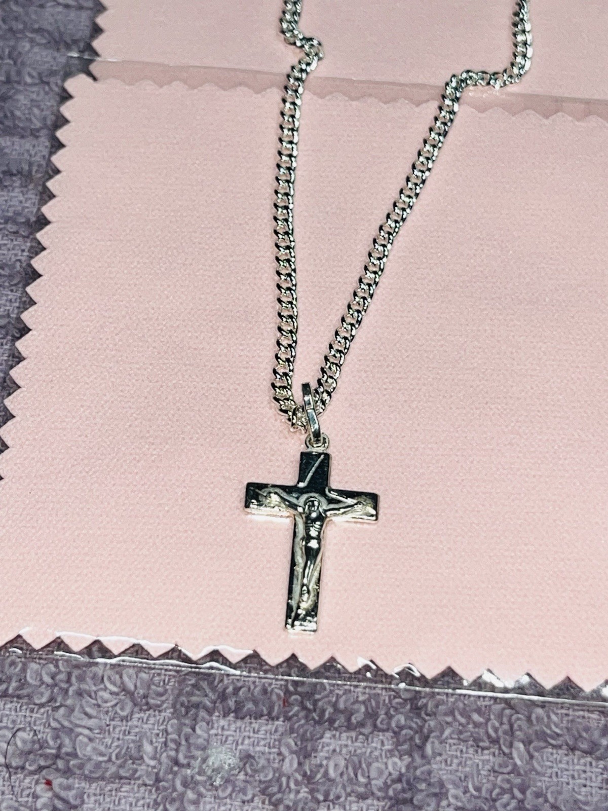 Sterling Silver Christian Crucifix Cross Jesus Religious Pendant Necklace 