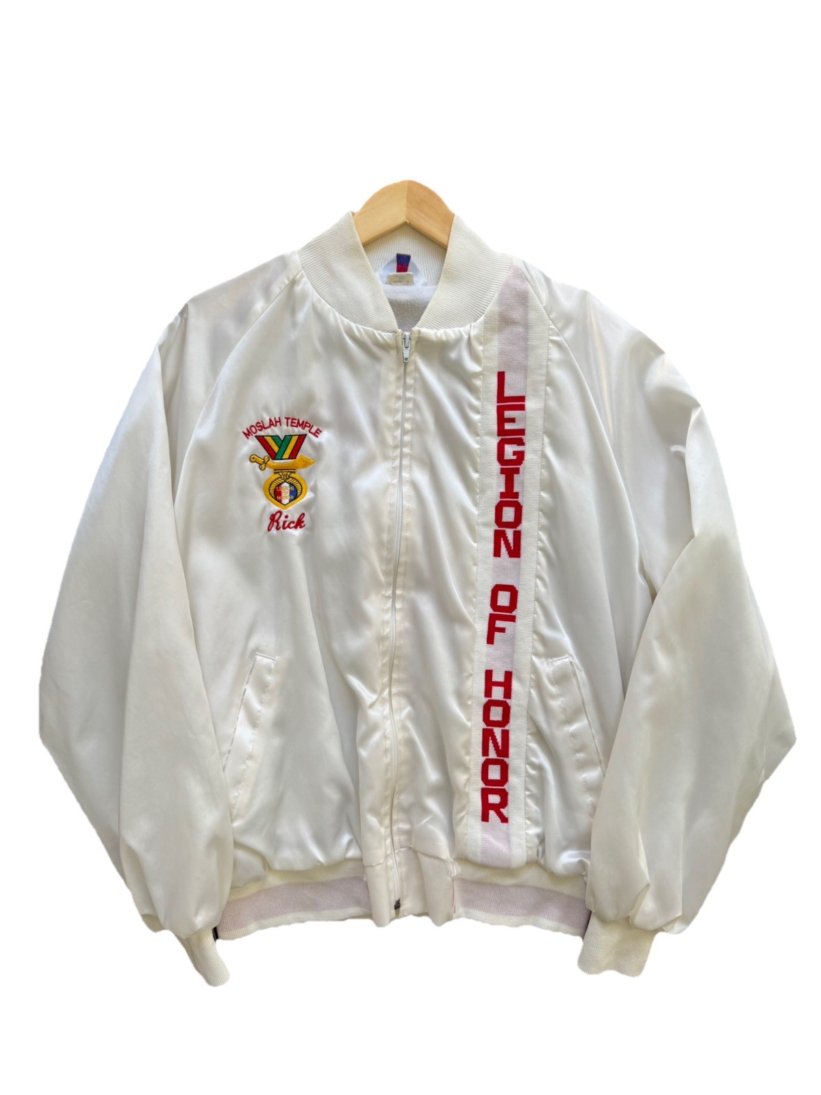 Vintage Moslah Temple Shriners Legion Of Honor Satin Jacket Fortworth TX Sz XL 