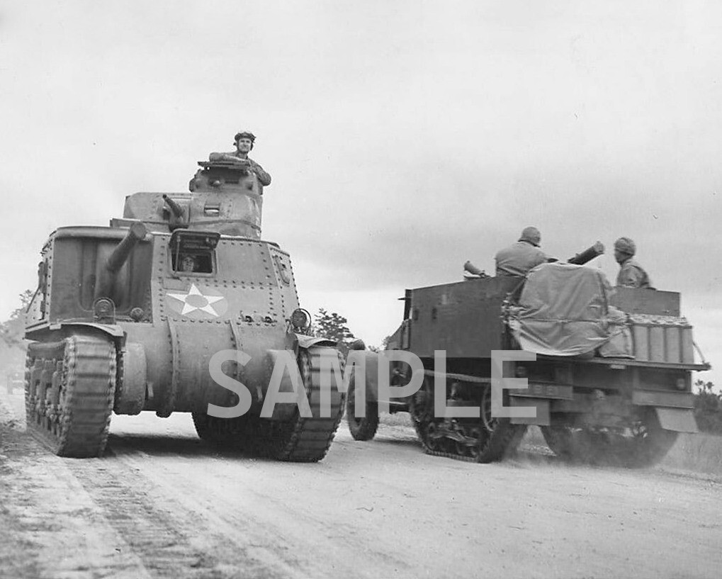 M3 Lee Tank and M2 Halftrack 1941 World War 2 WW2 WWII 8x10 Photo 235c
