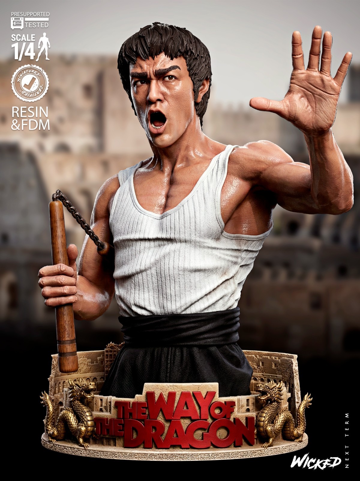 Bruce Lee Bust Resin Sculpture Statue Model Kit Avengers  Unpainted/Unassembled