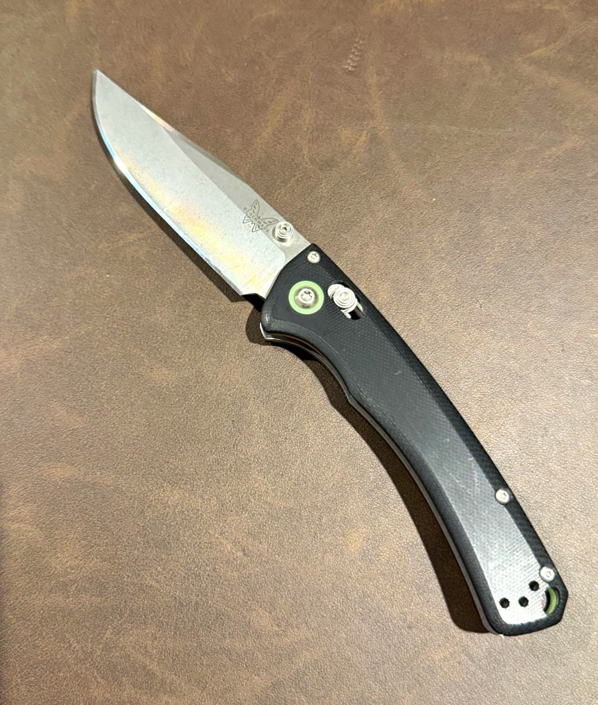 Benchmade Custom Mini Crooked River S90V Black G10 Green Backspacer AXIS USA