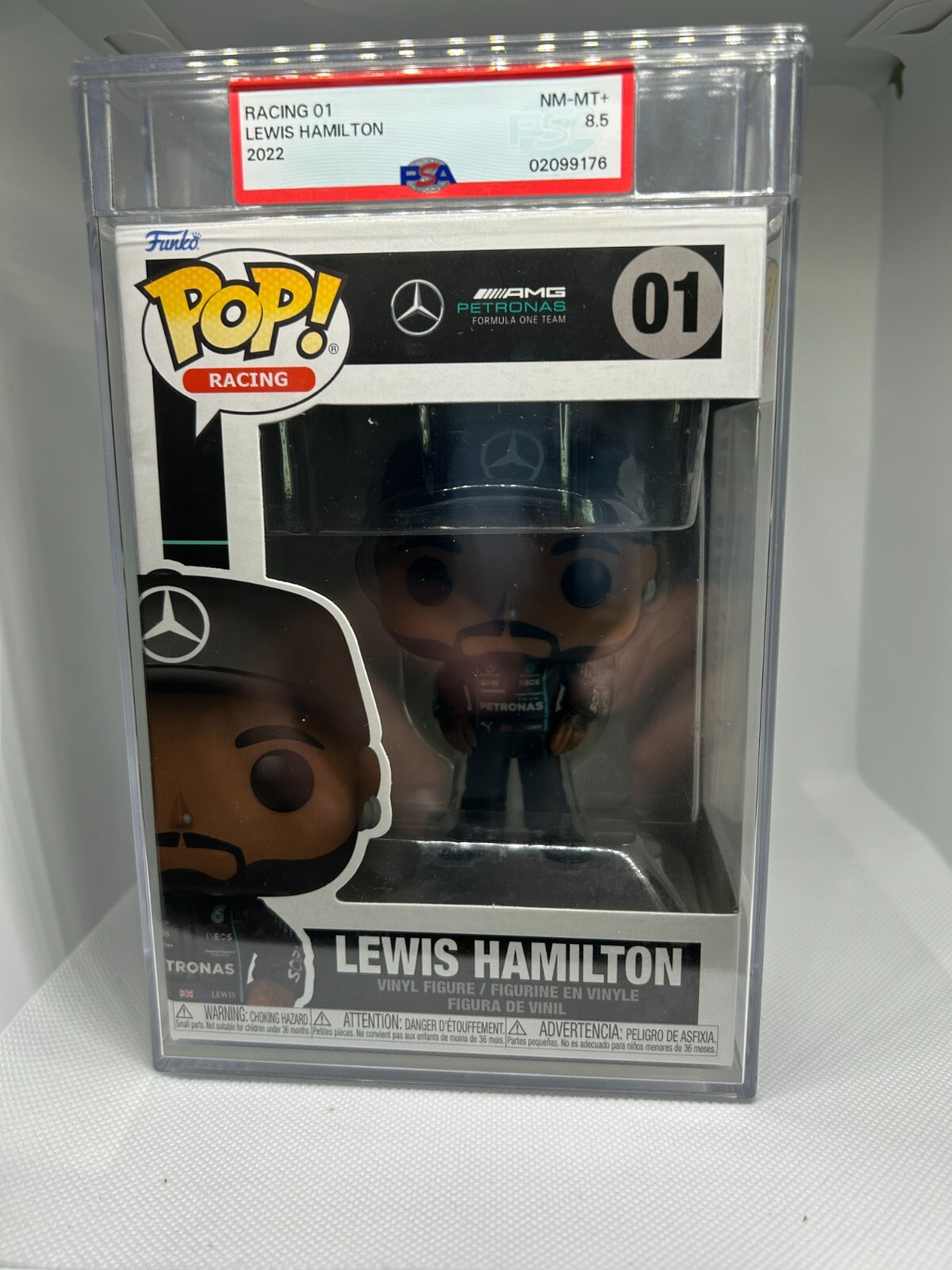 Lewis Hamilton  Funko POP 2022 F1 Racing 01 Mercedes Benz Formula 1  PSA 8.5