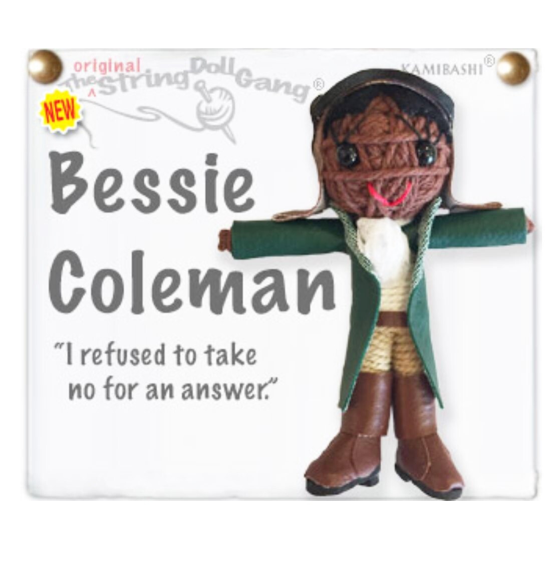 Kamibashi Bessie Coleman Aviator Pilot Original String Doll Gang Keychain Clip Kamibashi Bessie Coleman Aviator Pilot Original String Doll Gang Keychain Clip