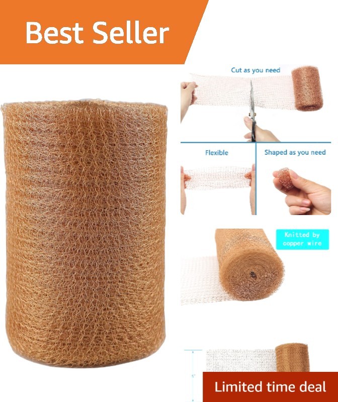 Durable 100% Copper Mesh Roll - 5 Inches x 30 ft for Hole Blocking and Cleaning