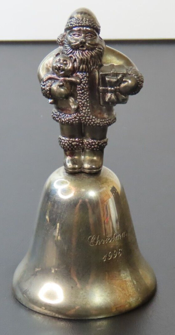 Madison Ave 1996 Silverplate Santa Bell Making Spirits Bright