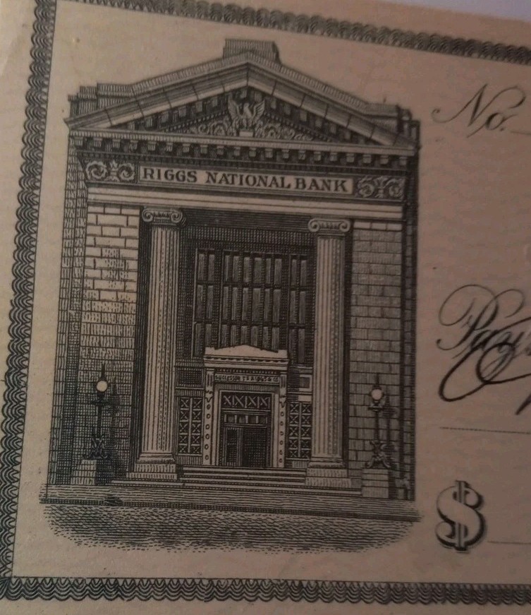 SLING\'S 🪙Vintage 1910 Riggs National Bank Check, Washington DC Most Famous Bank