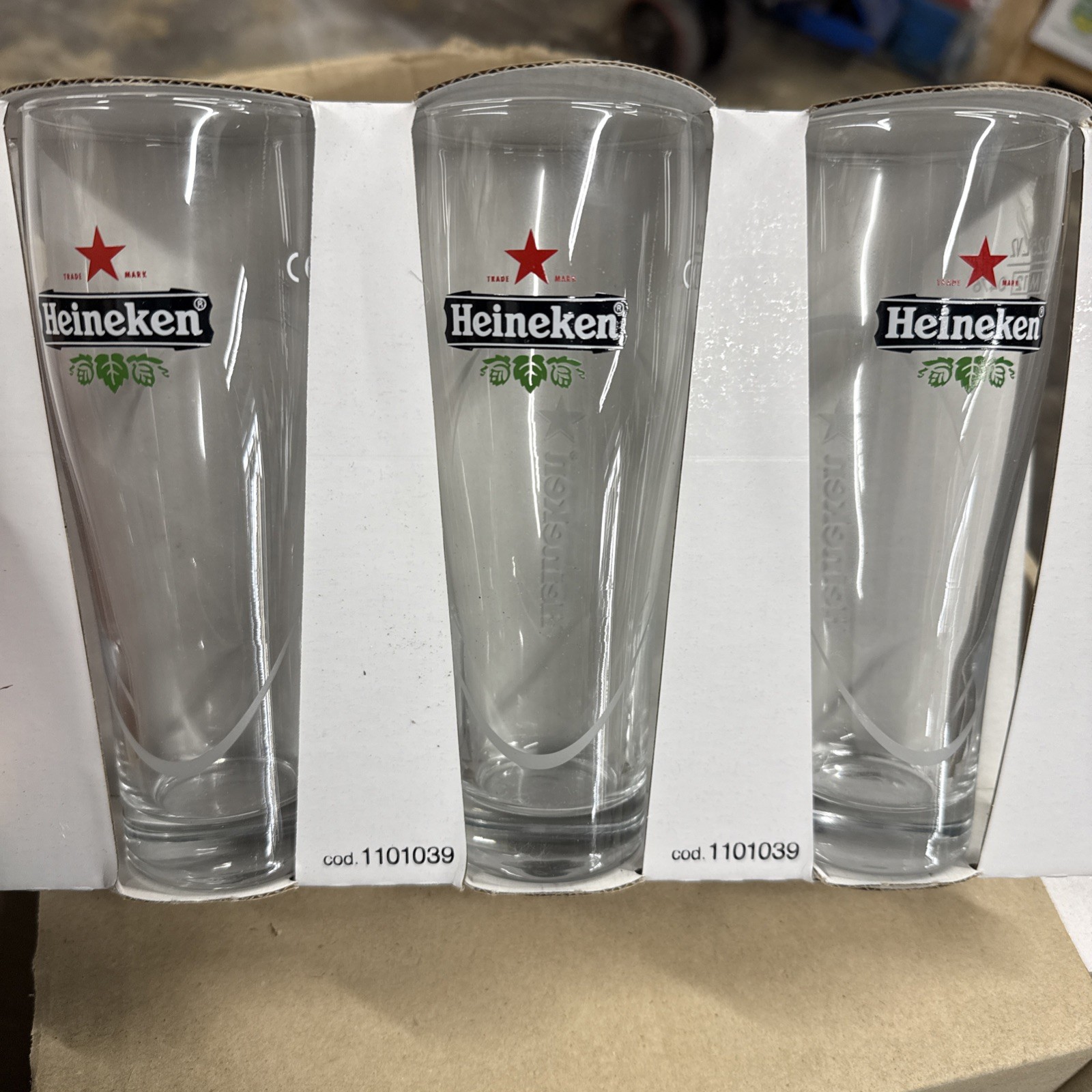 Vintage Set of 3 HEINEKEN .25L Beer Glass Etched 