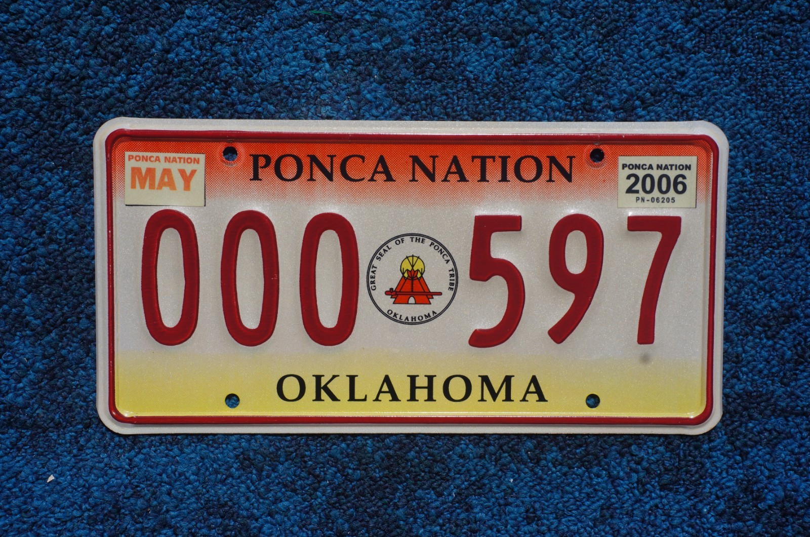 Embossed 2006 PONCA NATION License Plate Tribe Native American Tribal Indian OK