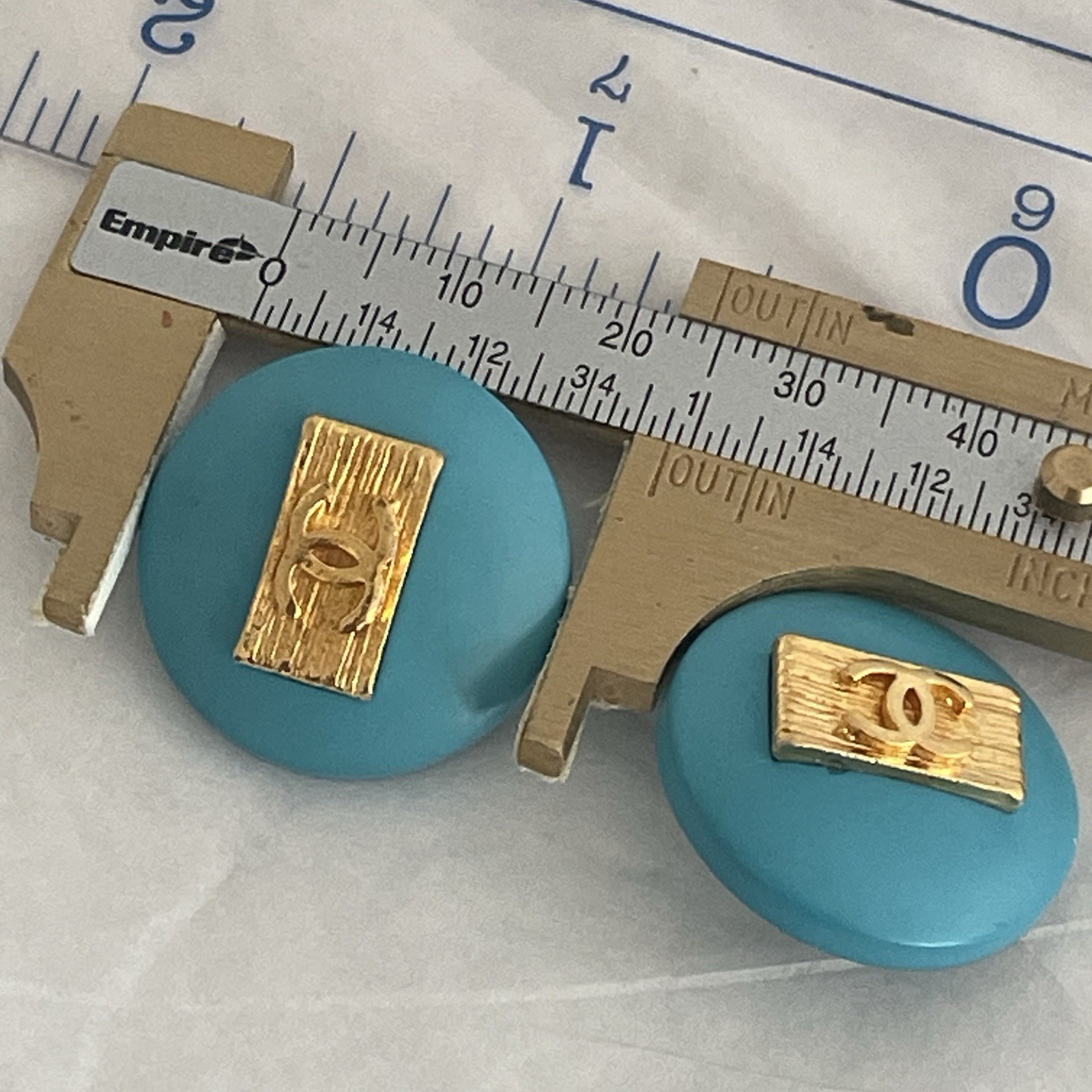 2 auth vTg CHANEL BOUTIQUE Jacket suit blazer button Gold 3D CC logo  24mm stamp