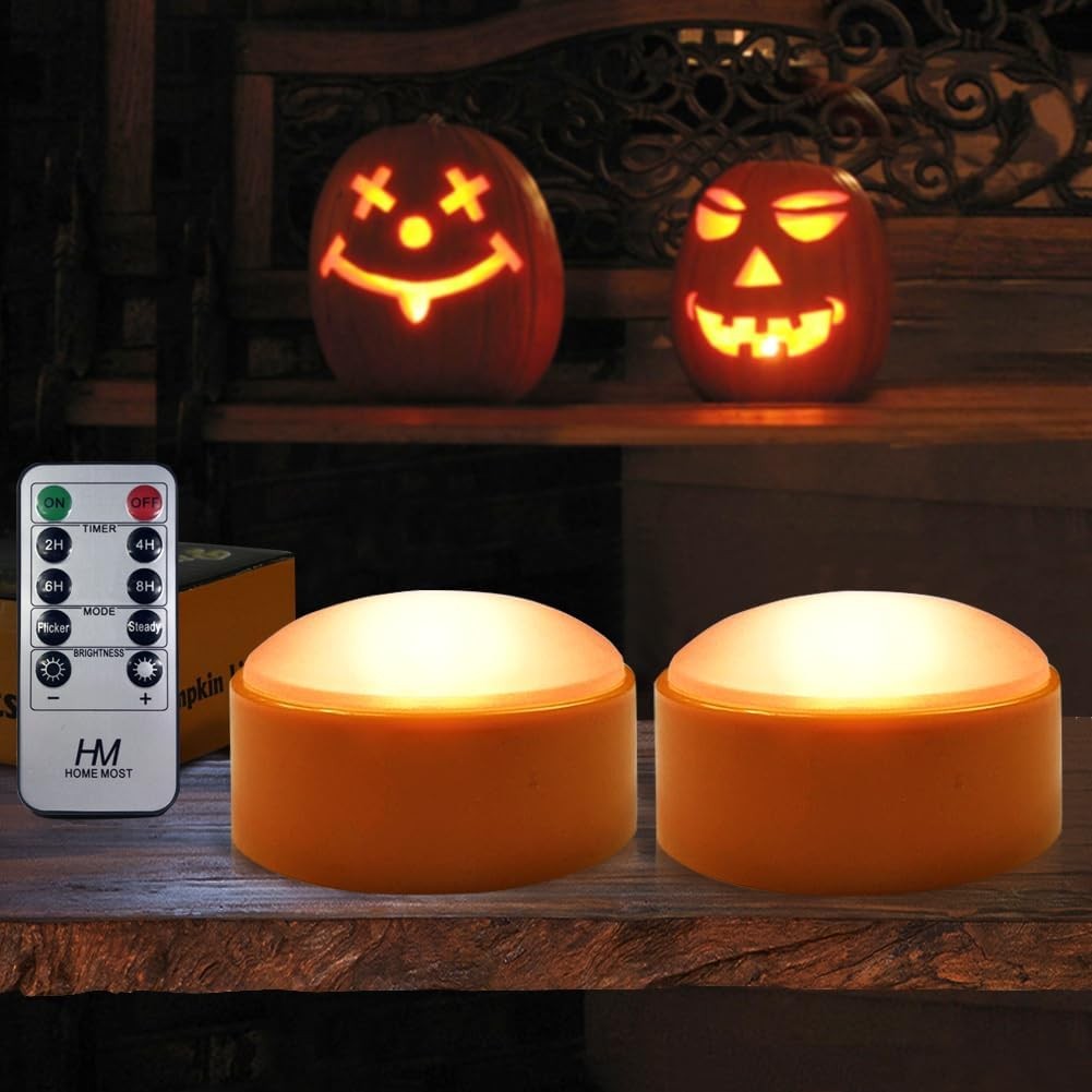 2-Pack Halloween Pumpkin Lights with Remote/Timer - Orange Pumpkin Lights LED