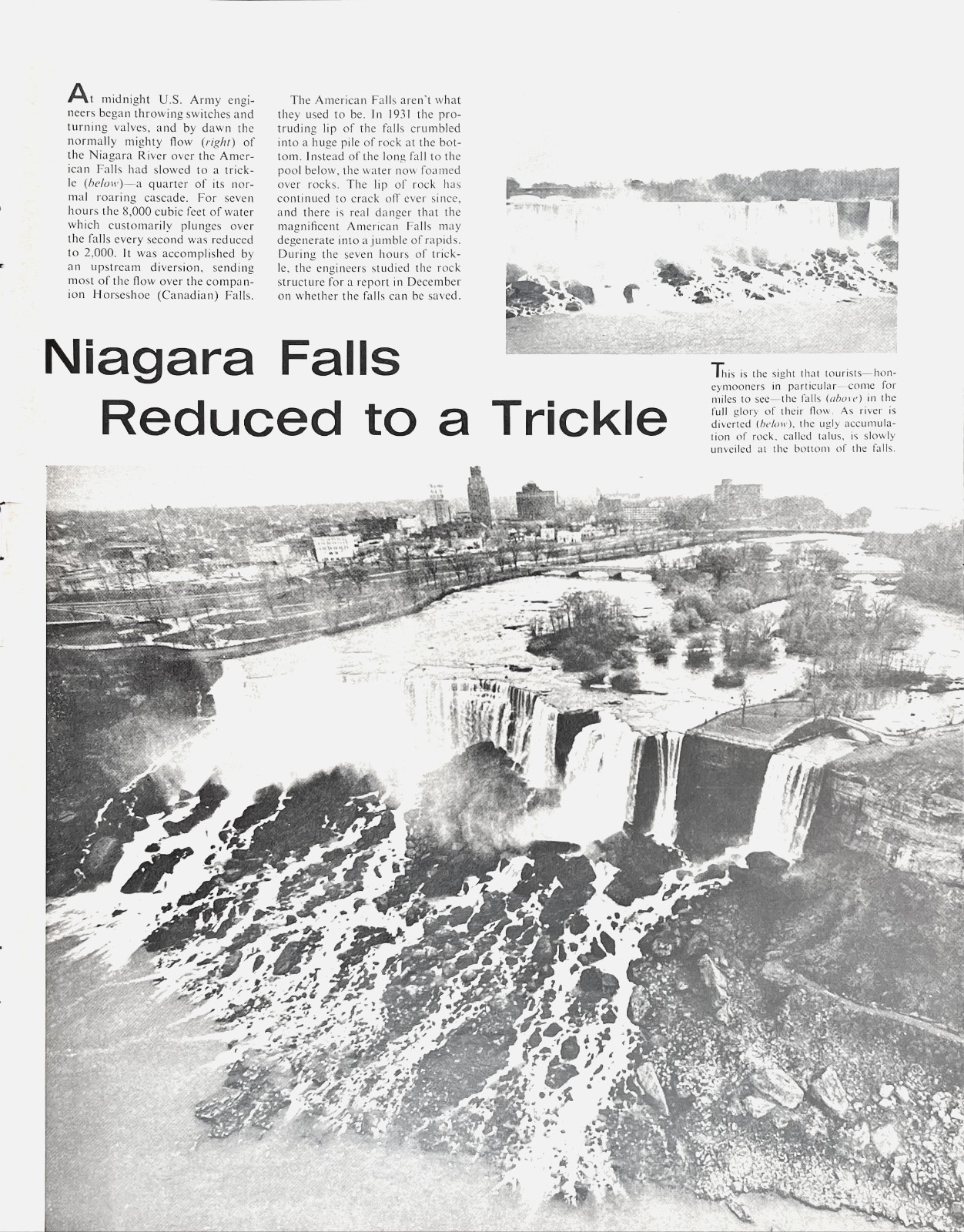 November 1966 Niagara Falls Slowed For Debris Cleanup Vintage Magazine Excerpt