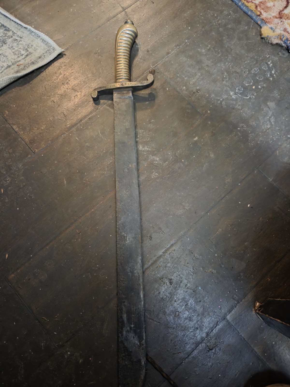 Original Very Rare German Antique 19 Century Short Sword with Leather Sheath