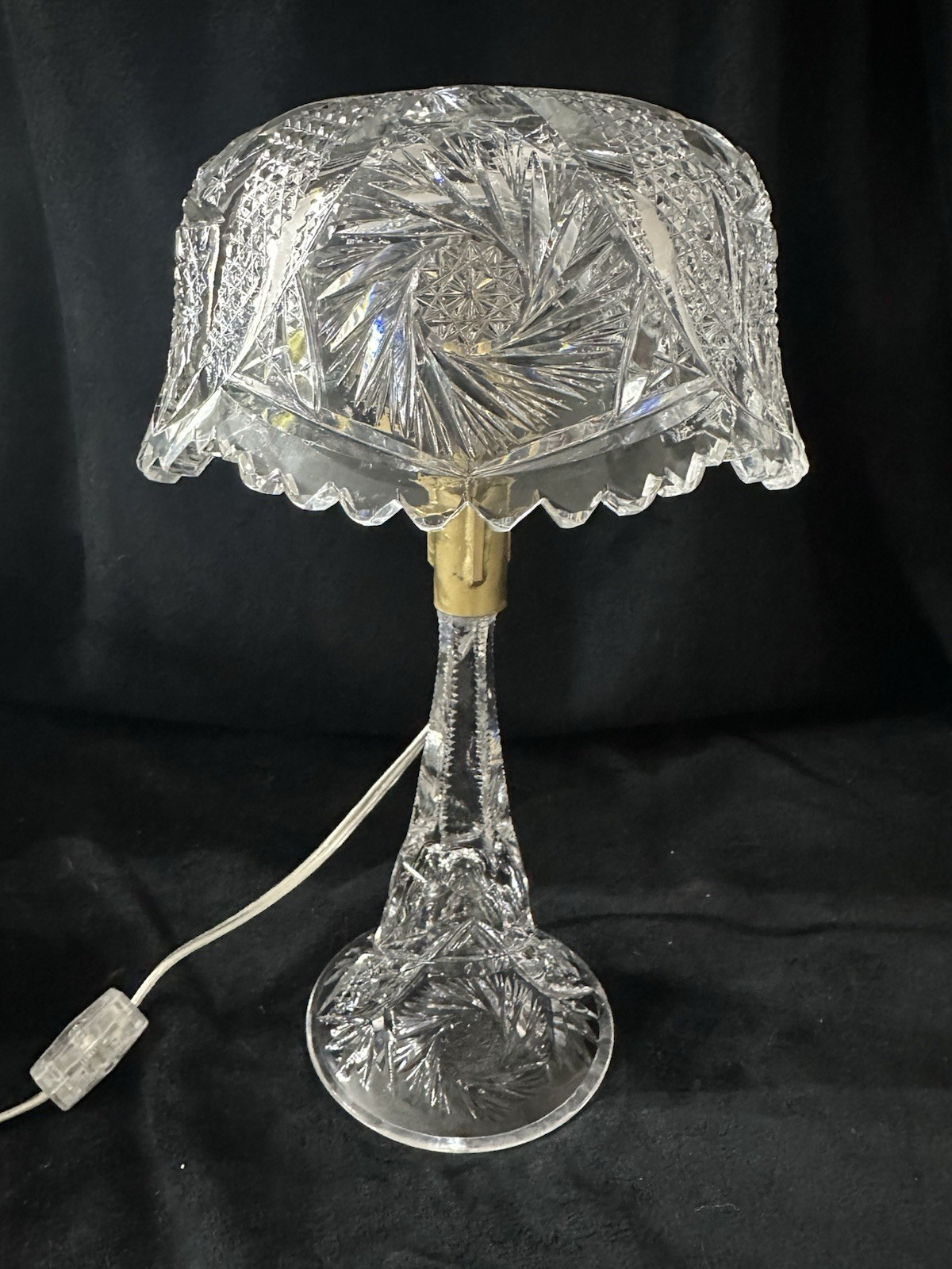 American Brilliant Period Cut Glass Table Lamp. New Wiring Ready To Use