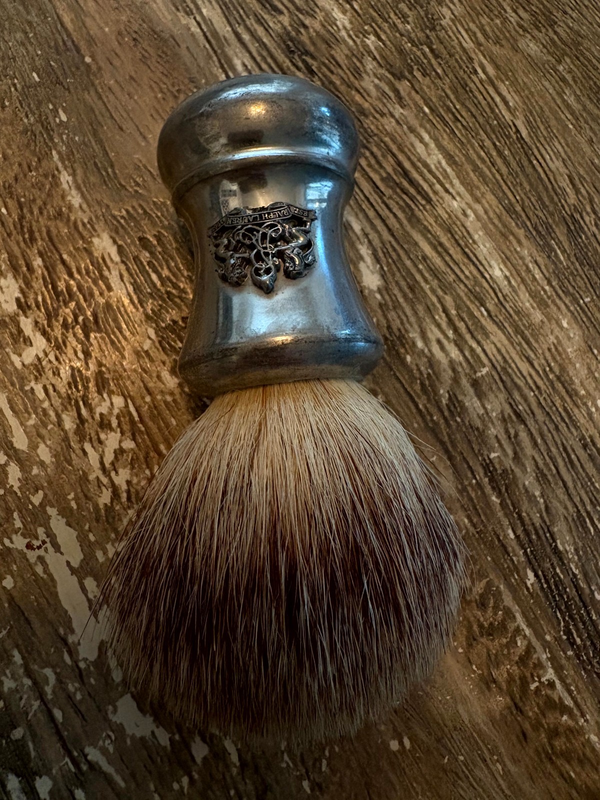 Vintage Ralph Lauren Safari Heavy Metal Pewter Collectible Shaving Brush