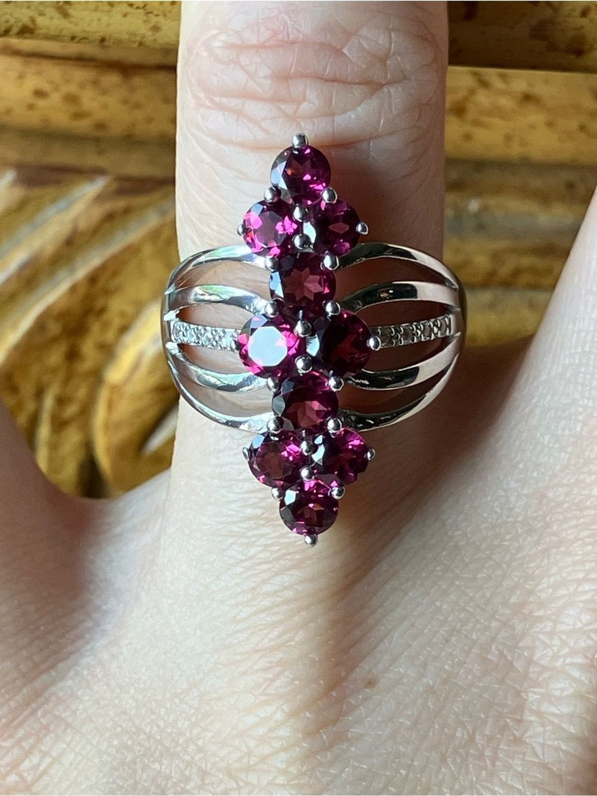 Natural Raspberry Garnet Sterling Silver Ring Size 6