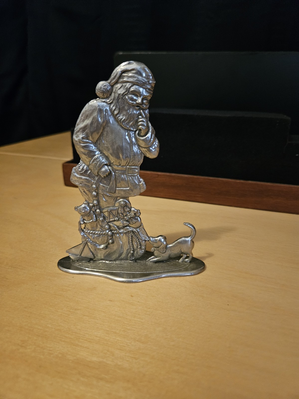 Vtg 1992 Seagull Pewter Stand Figurine Santa Shh Toys Puppy Etain Zinn Canada