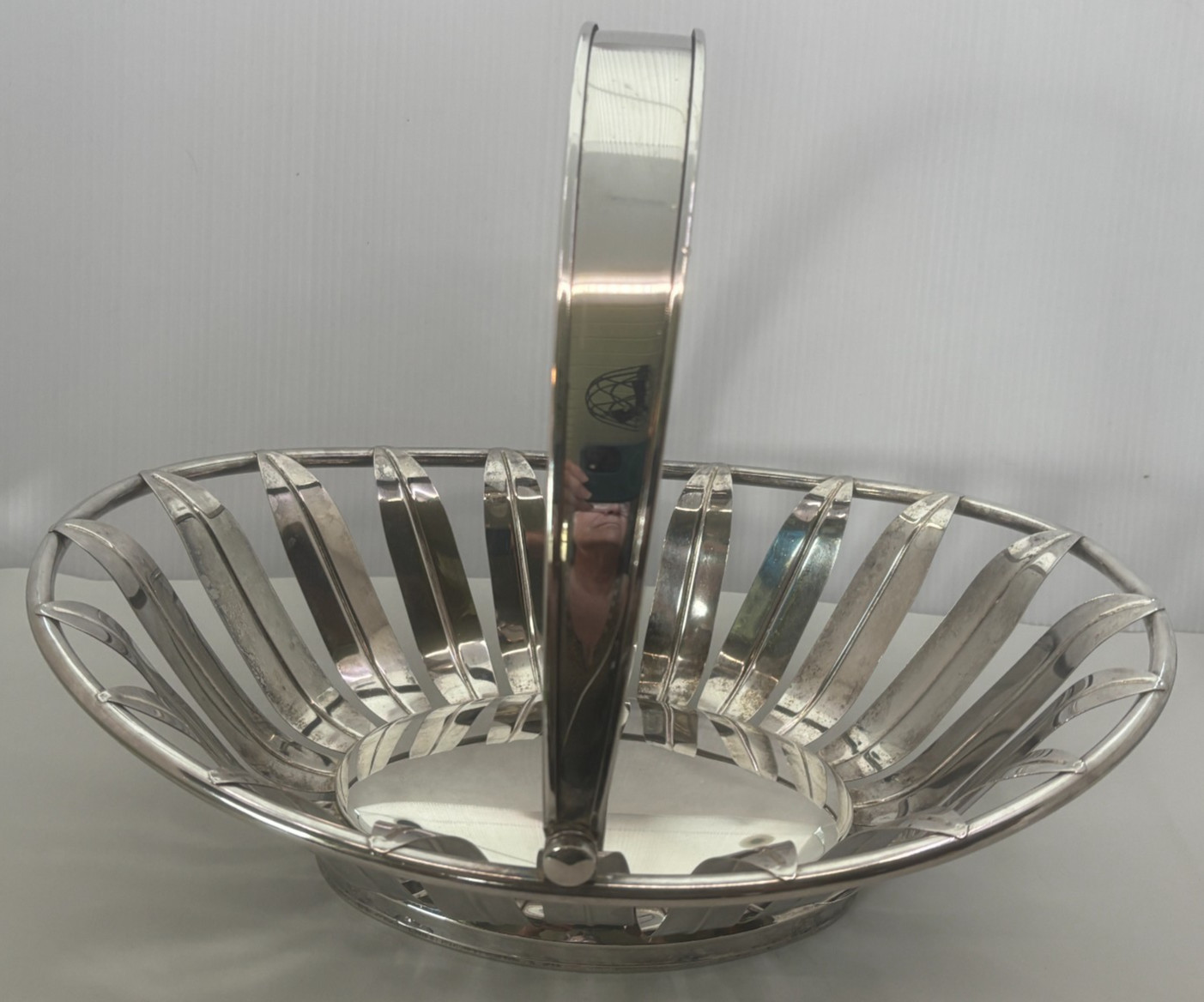 Leaf Design Oval Basket with Handle Possibly Silverplated Elegance Brand Leaf Design Oval Basket with Handle Possibly Silverplated Elegance Brand