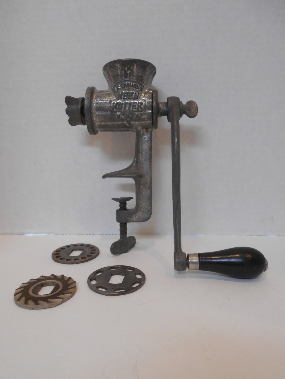 VTG E.C. Simmons Keen Kutter KK21 Meat Grinder w/ 3 Discs -USA - Pat. May 29 \'06